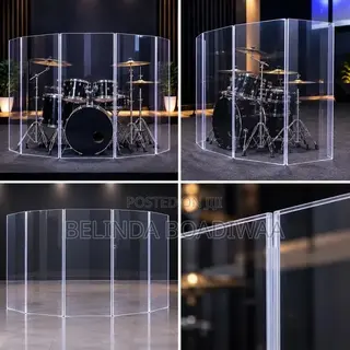 5Panel Acrylic Drum Shield–4ftHeight|Sound Control for Church&Studios