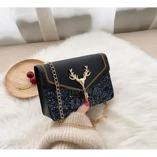 Women’s Shoulder Bag Colour Black (With Deer Head)