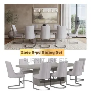 Tivie 9 Pc Dining Set (Rectangular Table + 8 Dining Chairs)