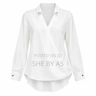 Elegant Women's Wrap Blouse – White | Office Wear