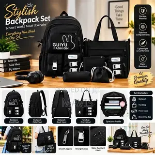 4in1 School Bag With Tote Bag Pencil Case Etc