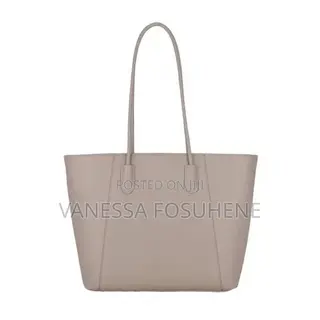 Women's Large Leather Capacity Beige Tote Bag for Work/Casual