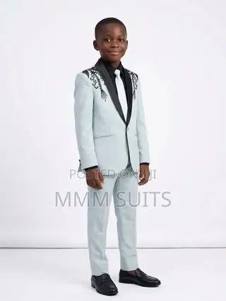 Quality 3-Piece Designer Children Boys Suit in Sea Blue