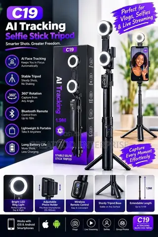 C19 AI Tracking Stable Selfie Stick Tripod