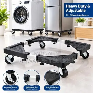 Adjustable Washing Machine and Refrigerator Stand With 4-Wheel