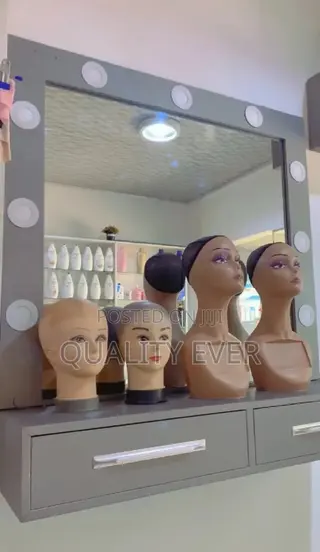 A Salon or Home Dressing Mirror With Light Shelves for Sale