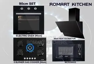 Top Turkish 90cm Glass Built-in Set. Oven, Hob, Hood and Microwave