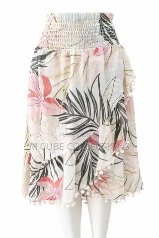 Tropical Pom-Pom Wrap Skirt