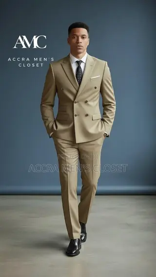 Men’S Camel Double Breasted Suit – 2 Piece Business Event Suit