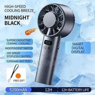Rechargeable Hand Fan + AC Cooling 5200mAh 100-Speed Turbo Fan