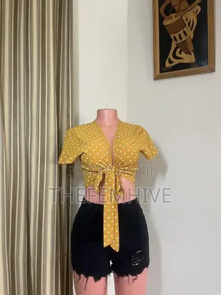 Yellow Polka Dotted Pretty Little Thing Crop Top Thrift
