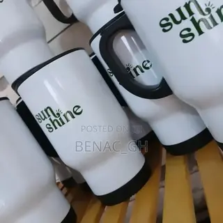 White Travel Mug With Printing as Souvenirs