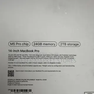 New Laptop Apple MacBook Pro 2026 M5 Pro 24GB Apple M5 Pro SSD 2T