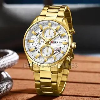 Curren Men Gold With Whites Surface Wrist Watch
