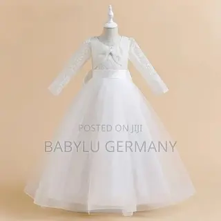 White Long-Sleeved Lace Dress /Flower Girl Dress