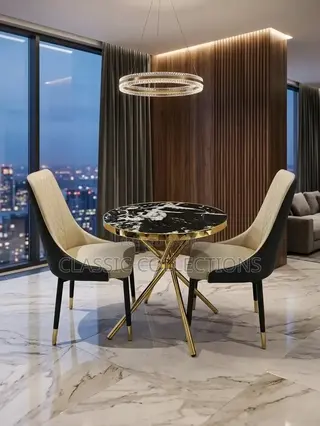 Luxury 2-Seater Dining Set & Diamond-Stitched Chairs