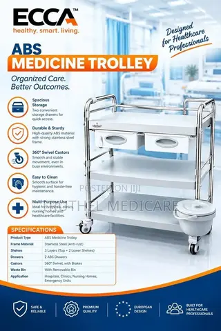 Bug ABS/Stainless Medicine Trolley(Double Drawer)