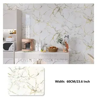 White With Yellow Colour Marble Design Sticker