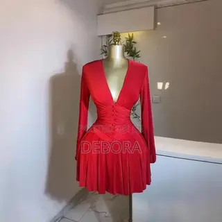 Women Pleated Button Bodycon Long Sleeve Dress