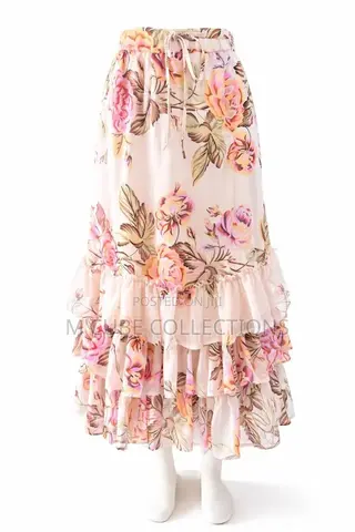 Floral Ruffle-Tier Midi Skirt