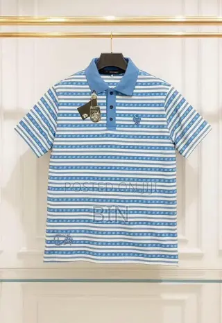 Chrome Heart Blue and White Striped Top for Unisex