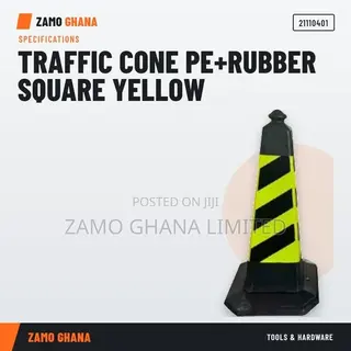 Traffic Cone Pe+Rubber Square Yellow -