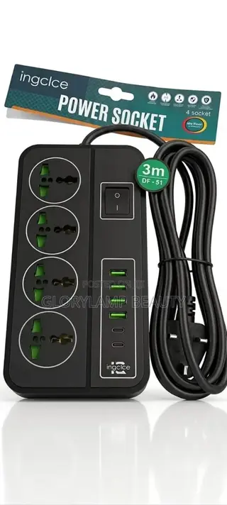 4-Socket Power Extension Board With USB Type-C Ports (3M Cable)