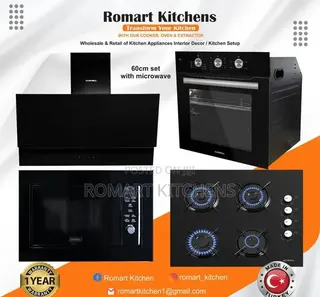 60cm Inbuilt Glass Combo. Burner, Heat Extractor, Oven and Microwave