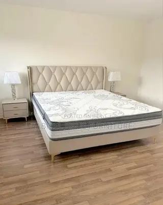 Super King Size Bed With Mattress and Nightstand