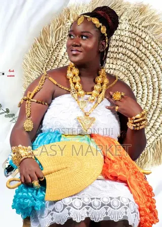 Kente for Rent With Gold Accessories