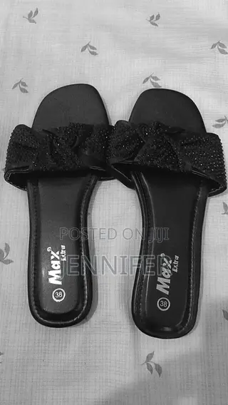 *Max Extra Ladies Pretty Bow Flat Slides - Classy Pearl CC Design -