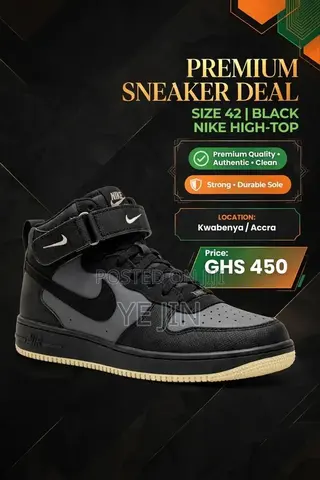 Nike High-Top Sneakers
Size 42-Black
GHS 450