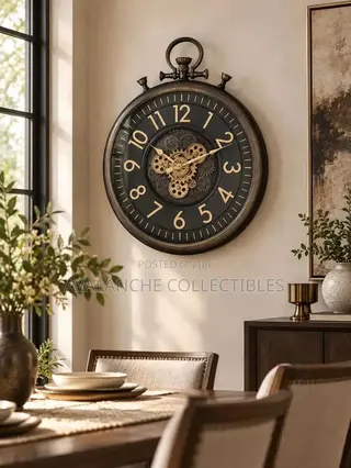 Vintage Pocket Watch Inspired Wall Clock With Rotational Gears 60cm