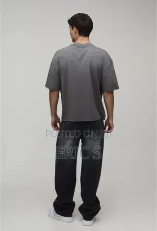 Charcoal Oversized Boxy Spray Wash Print T-Shirt