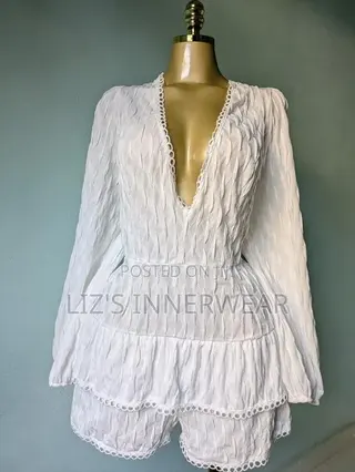 White Long Sleeve v Neck Romper