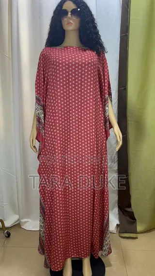 Red Polka Dot Border Print Kaftan