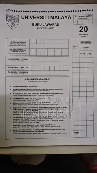 Examination Questions Answer Booklets