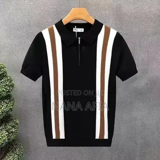 New Summer Men’s Color-Block Knitted Polo Shirt