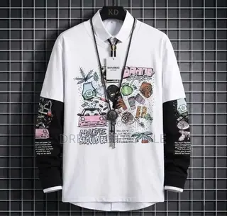 Streetwear Layered-Look Graphic Sweatshirt