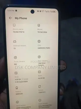 Tecno Pop 8 64 GB Black
