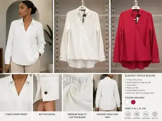 She by AS Elegant v-Neck Blouse – Long Sleeve Professional Workwear