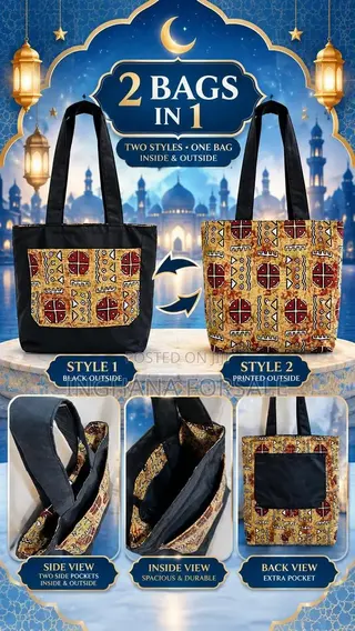 Traditional African Two Side Tote Bag. Stylish Two in One Bag