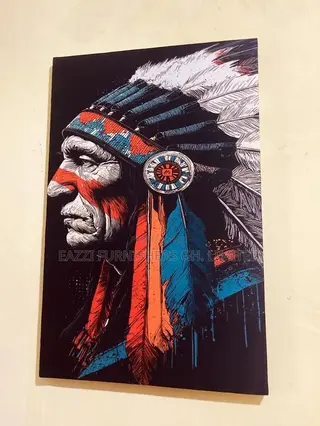 The Real Canvas Print Vibrant Art Portrait of a Native American Chief