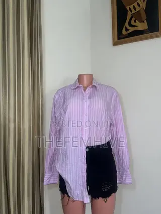 Pink and White Stripe Primark Long Sleeves Shirt Thrift