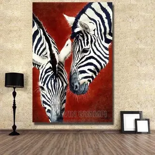 Unity Zebra Painting on Canvas 45X 20 Inches on Canvas