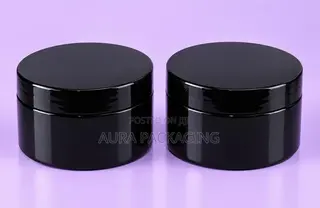 Short Black PET Jar With Black Lid 250ml