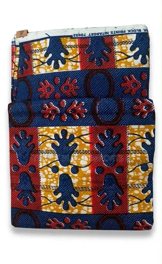 Original Hitarget Ankara 6 Yards - Blue Yellow Patchwork 79922