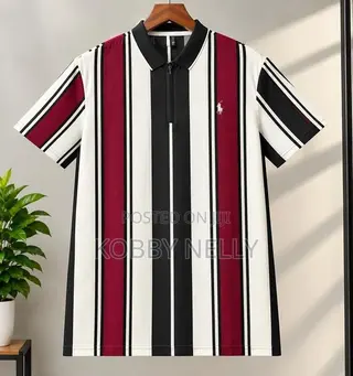 NEW Men’s Striper Quarter-Zip Polo - Red/Black/White