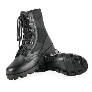 Military Siwar Black Leather Tactical Boots