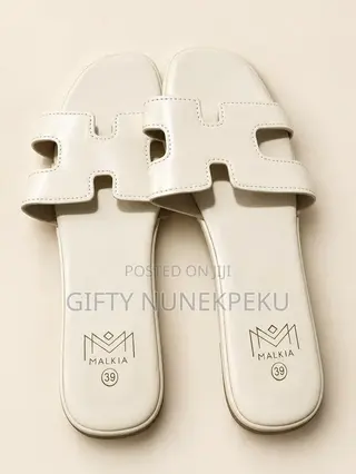 Ladies’ MALKIA Luxury White Slippers – Size 39